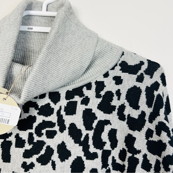 Apricot Animal Print Poncho with Polo Neck and Long Sleeves women One Size - Picture 15 of 16